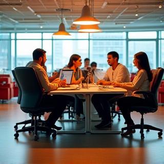 Espace collaboratif avec mobilier ergonomique